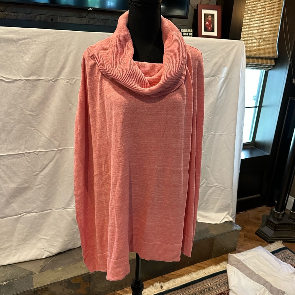 Sigrid Olsen Studio Pink Cowl Neck Poncho Sz L / XL / 1 X